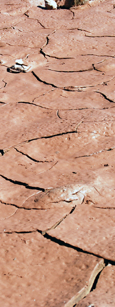 Dried up caliche mud bed of the Rio Grande River at Coronado State Park, New Mexico